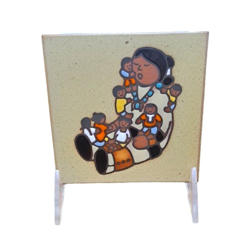 Cleo Teissedre Ceramic Tile 4" Wall Art Trivet/Coaster Native Southwest